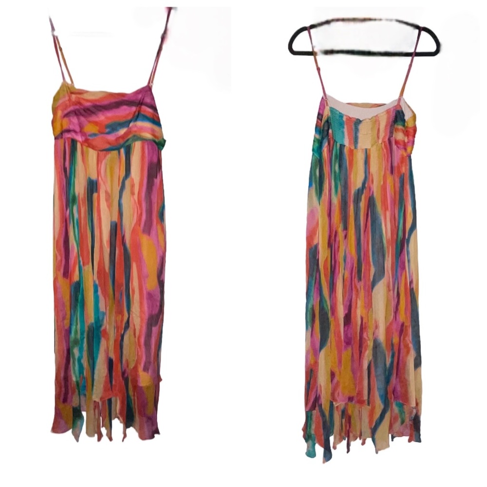 BHLDN Multicolor Striped Midi Dress with Teal Accents - Picture 4 of 10